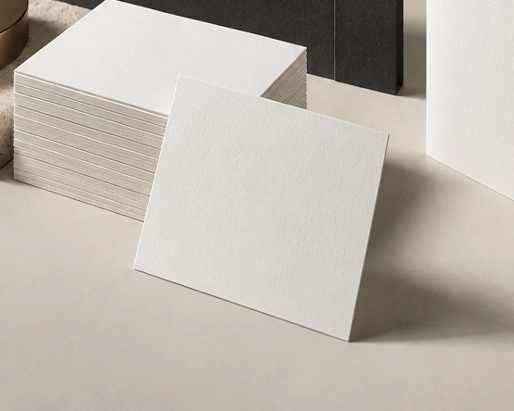 Sculptural folds and the subtle texture of white print stock